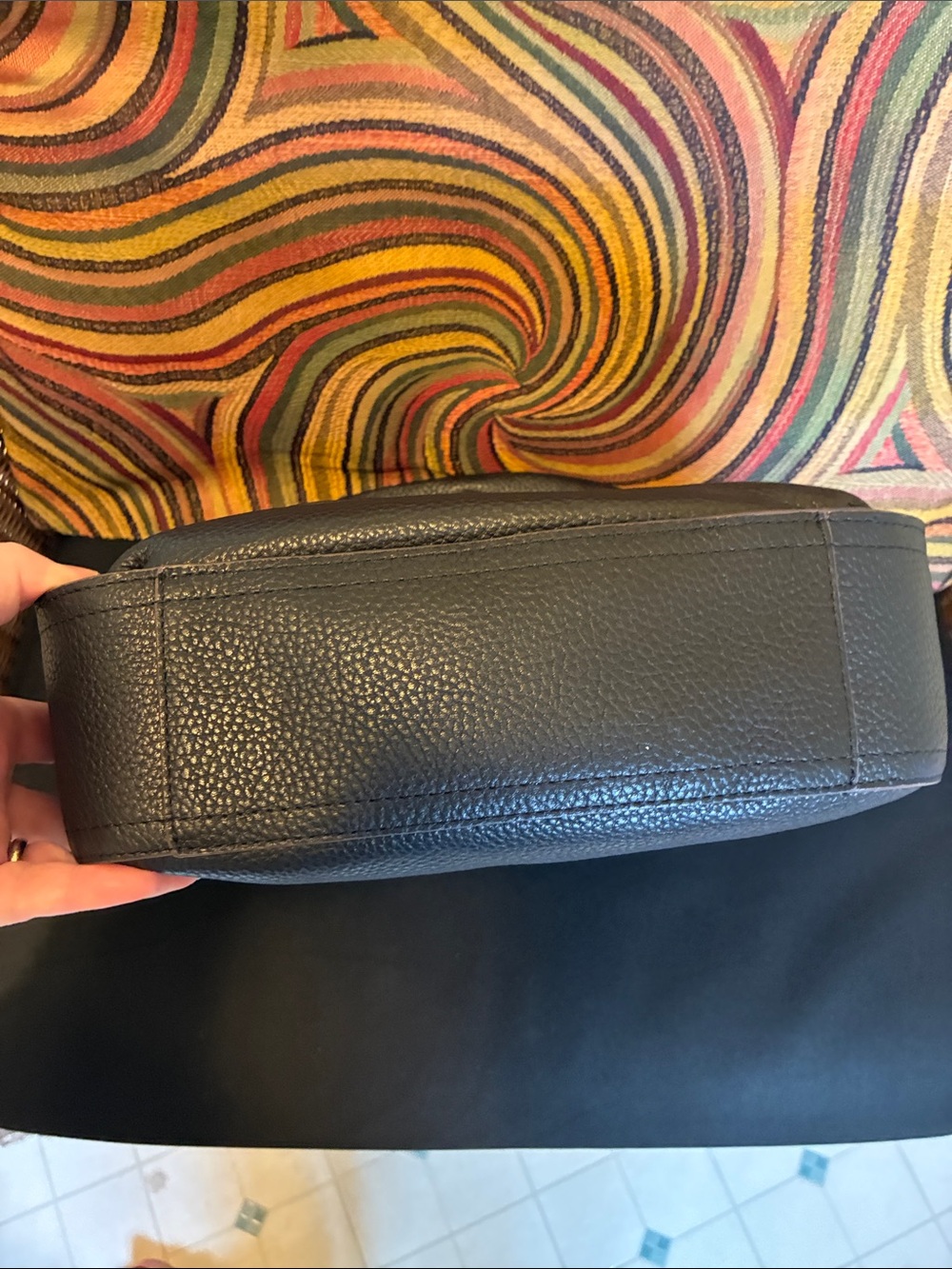 Aimee Kestenberg Black Pebbled Leather Shoulder Bag with Front Zip - Picture 9 of 9